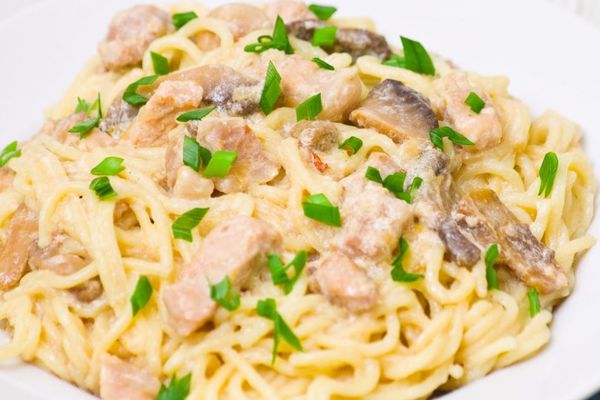 Паста с грибами и курицей