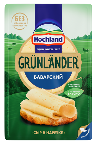 Полутвердый сыр Grünländer от Hochland "Тильзитер", 45%